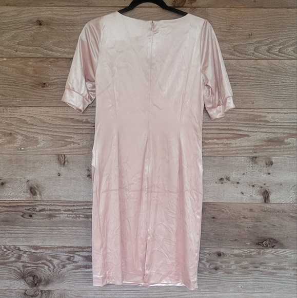 Adrienna Papell Light Pink Velvet Midi Dress Size 14 - Picture 2 of 5